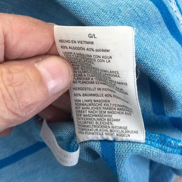 Nautica Mens Polo Shirt Large Striped Short Sleeve Classic Casual Travel Blue - Picture 8 of 10